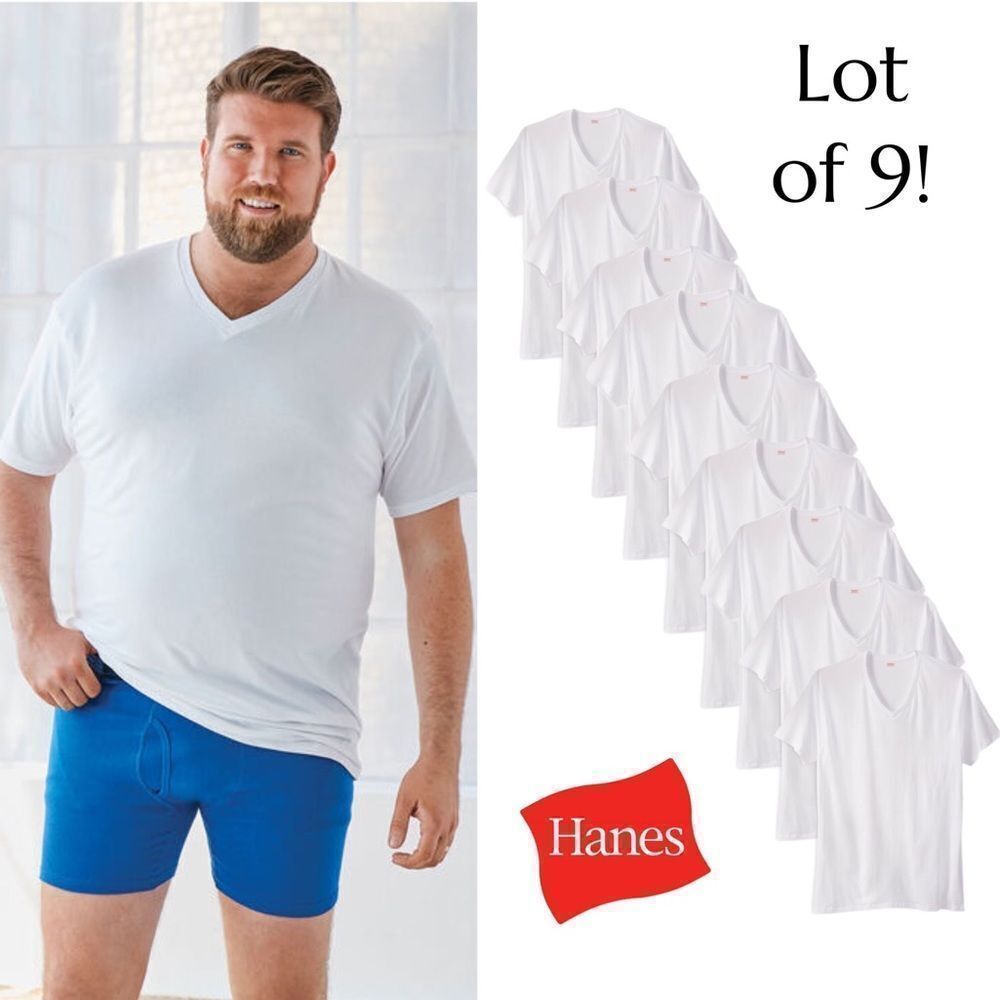 Hanes Stretch Cotton 3-pack V-Neck Undershirts Lot of 3 Packs - 9 Shirts 3 XL - Picture 2 of 6